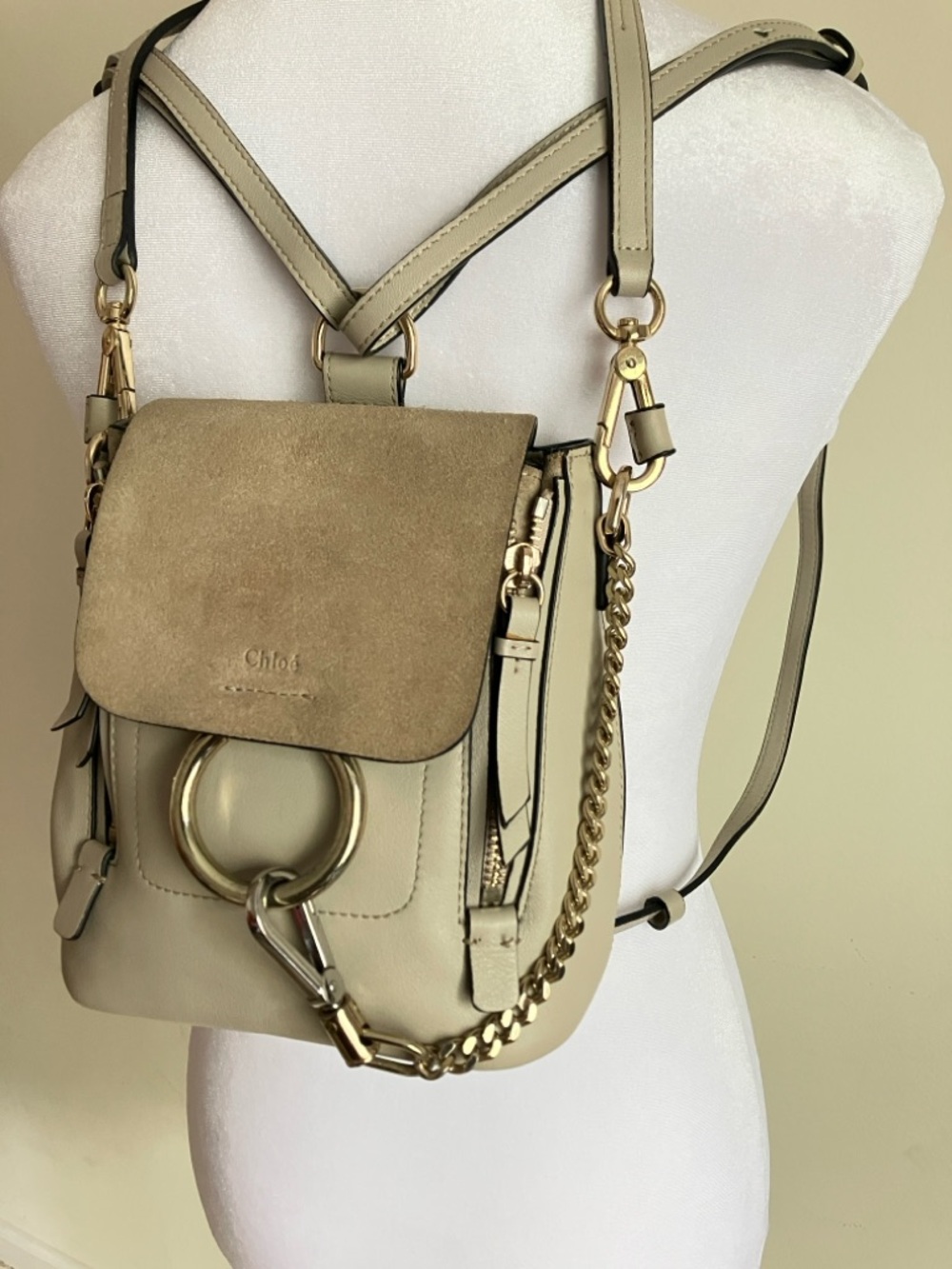 Chloé Grey Leather & Suede Mini Faye Backpack - Picture 15 of 16